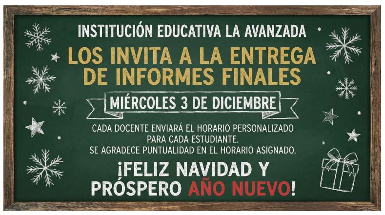 REUNIÓN ENTREGA FINAL DE INFORMES

¡FELIZ NAVIDAD Y PRÓSPERO AÑO NUEVO!